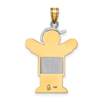14k Two-Tone Large Boy with Hat on Right Engravable Charm-XK417
