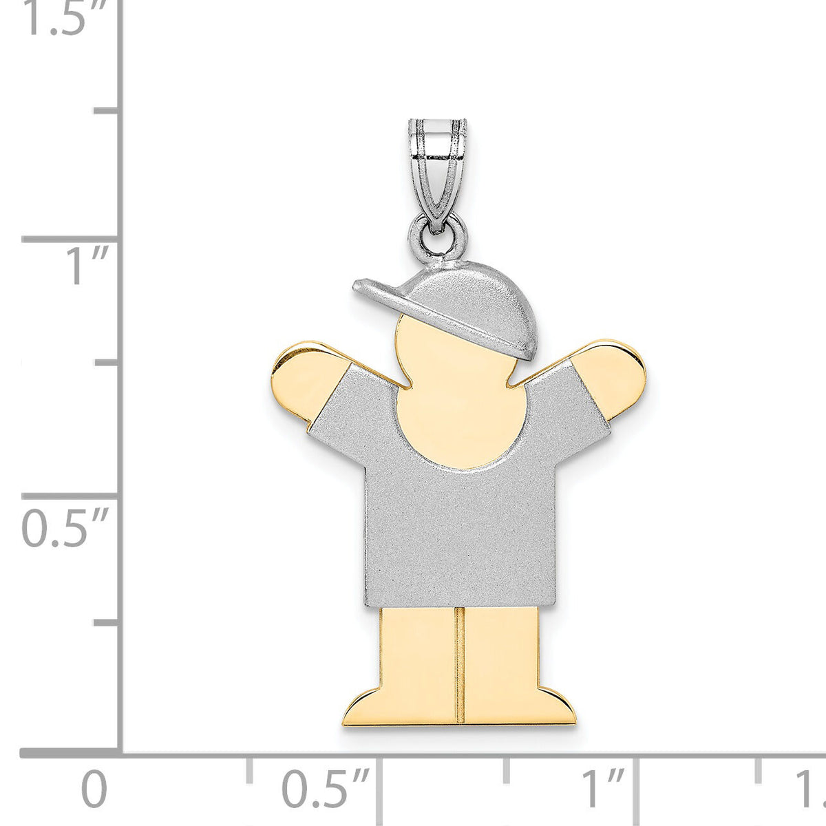 14k Two-Tone Large Boy with Hat on Right Engravable Charm-XK417