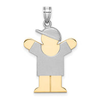 14k Two-Tone Large Boy with Hat on Right Engravable Charm-XK417