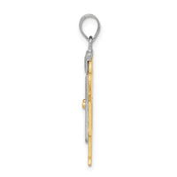 14k Two-Tone Large Boy with Hat on Left Engravable Charm-XK418