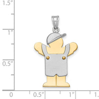14k Two-Tone Large Boy with Hat on Left Engravable Charm-XK418