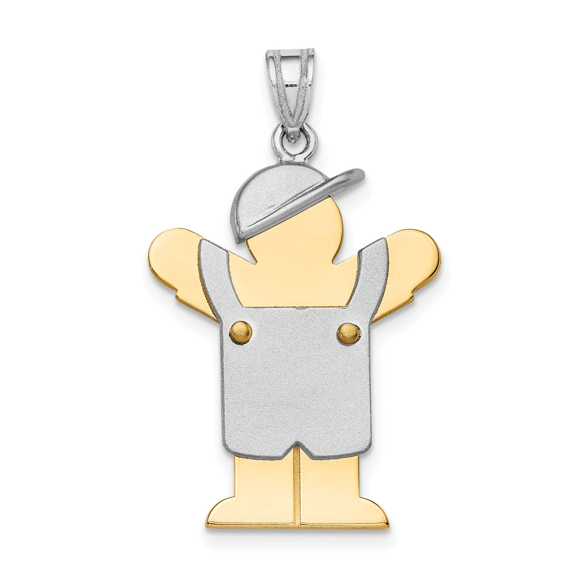 14k Two-Tone Large Boy with Hat on Left Engravable Charm-XK418