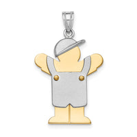 14k Two-Tone Large Boy with Hat on Left Engravable Charm-XK418