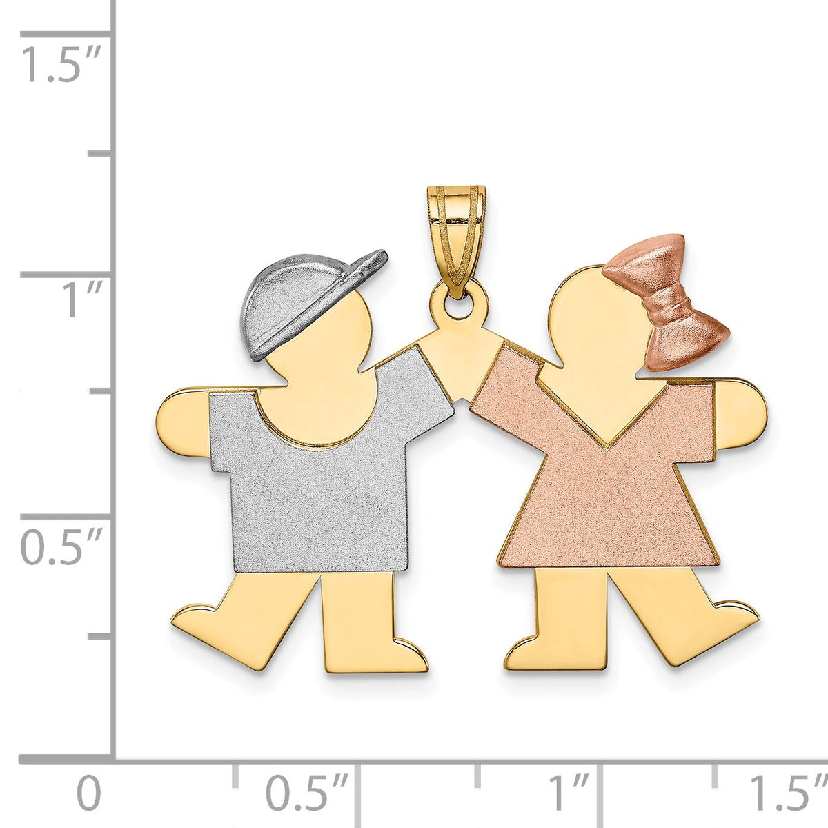 14k Tri-Color Large Boy on Left and Girl on Right Engravable Charm-XK419