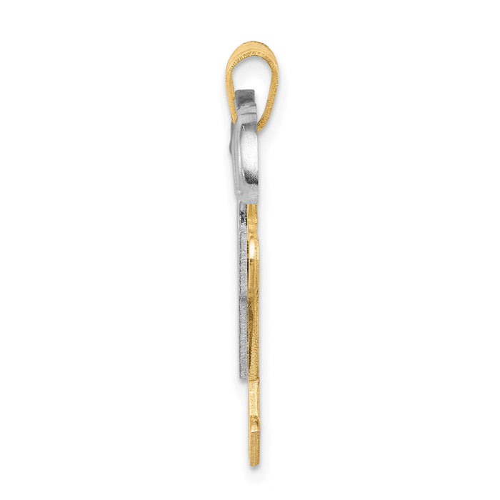 14k Two-Tone Large Double Boys Engravable Charm-XK421