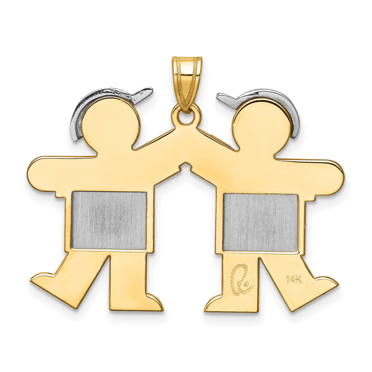 14k Two-Tone Large Double Boys Engravable Charm-XK421