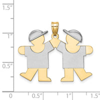 14k Two-Tone Large Double Boys Engravable Charm-XK421