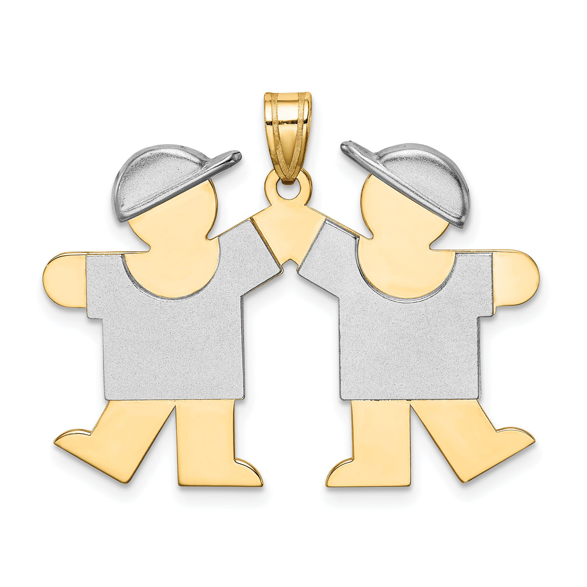 14k Two-Tone Large Double Boys Engravable Charm-XK421