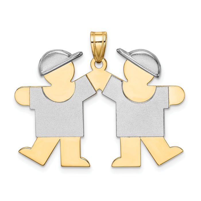 14k Two-Tone Large Double Boys Engravable Charm-XK421
