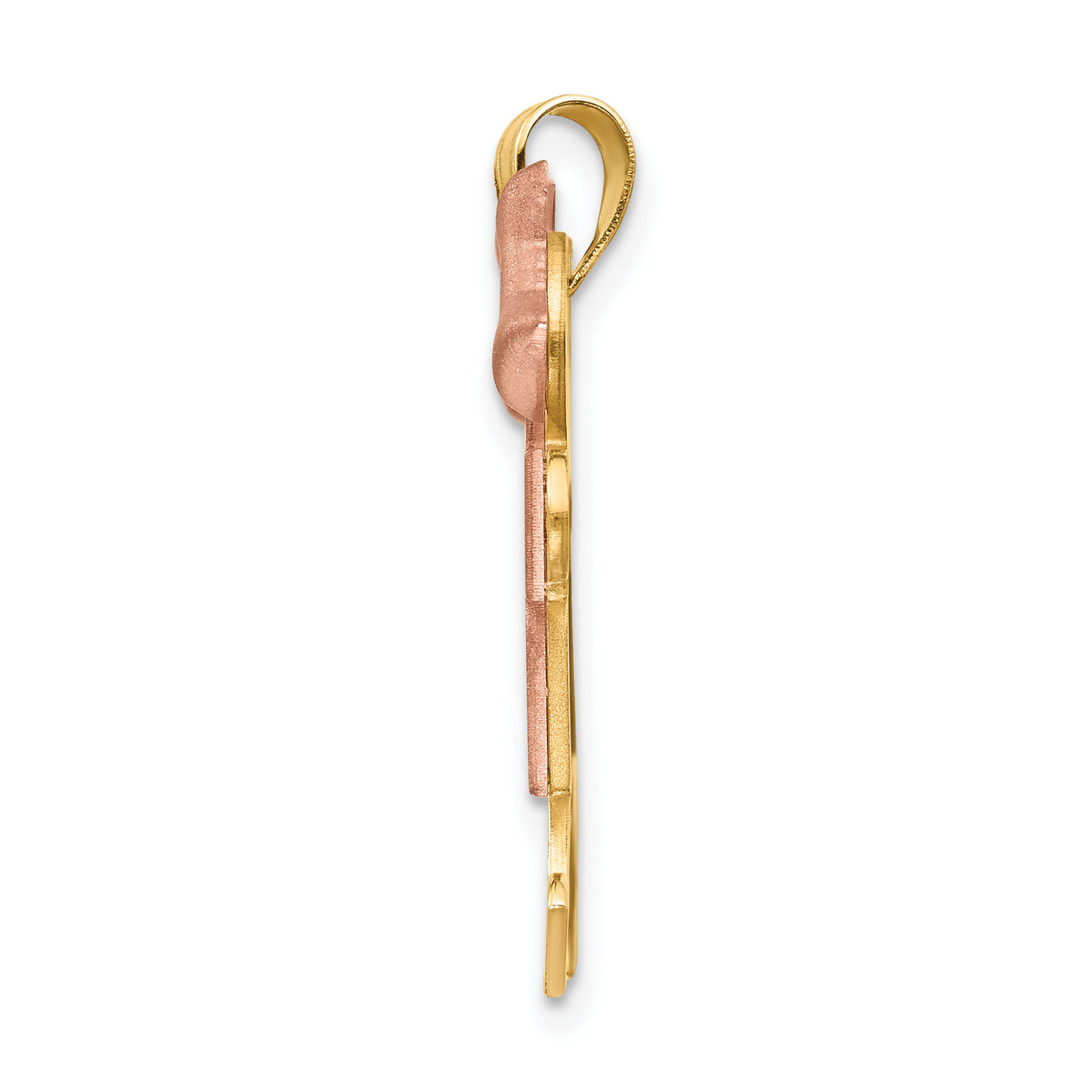 14k Two-Tone Large Double Girls Engravable Charm-XK422
