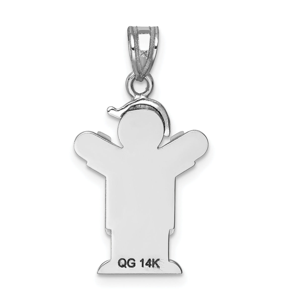 14k White Gold Small Boy with Hat on Left Engravable Charm-XK426