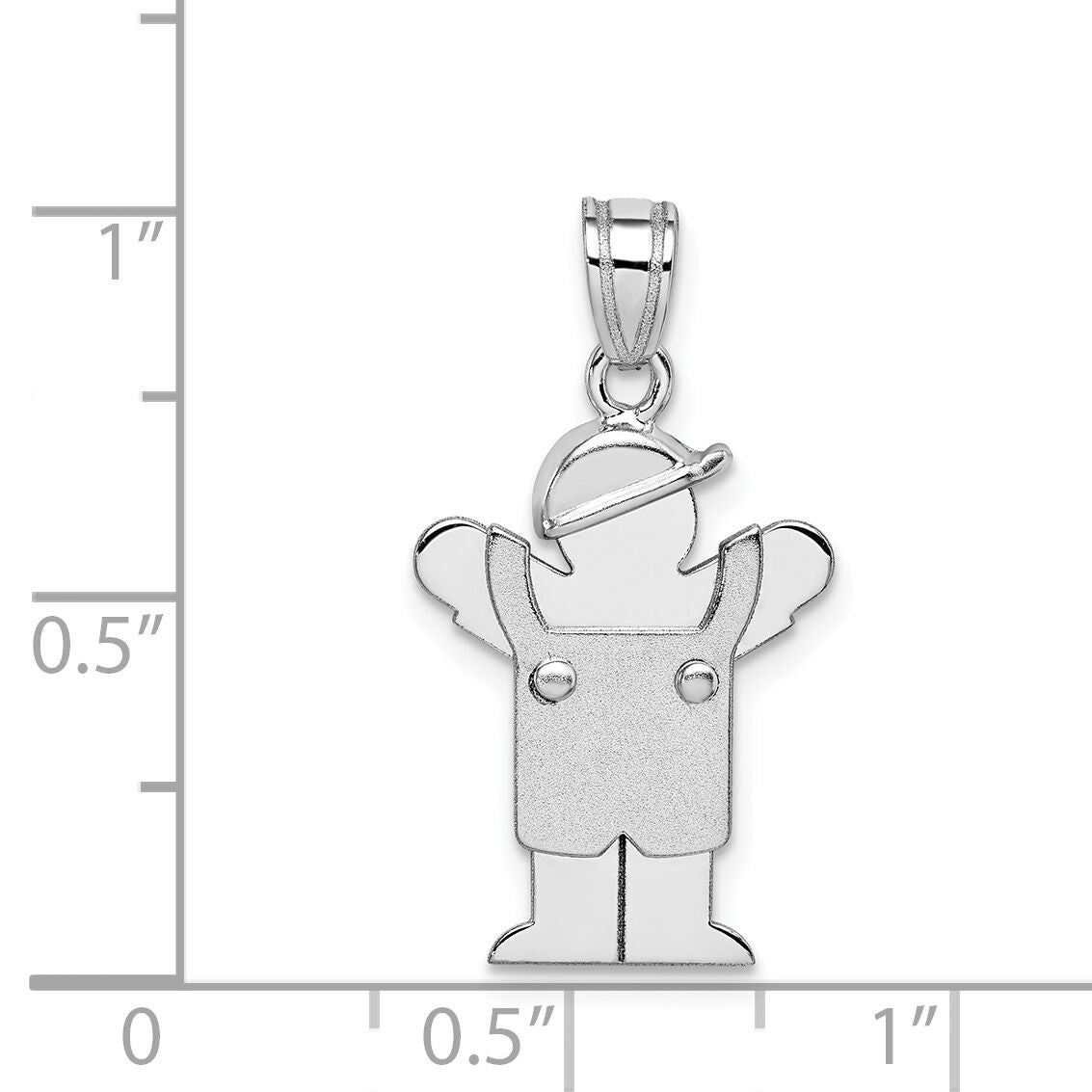14k White Gold Small Boy with Hat on Left Engravable Charm-XK426