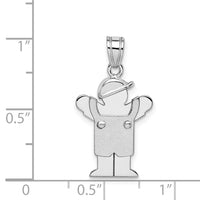 14k White Gold Small Boy with Hat on Left Engravable Charm-XK426