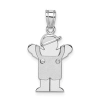14k White Gold Small Boy with Hat on Left Engravable Charm-XK426