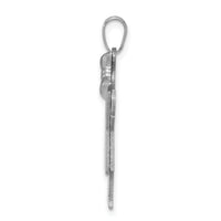 14k White Gold Medium Girl with Bow on Right Engravable Charm-XK427