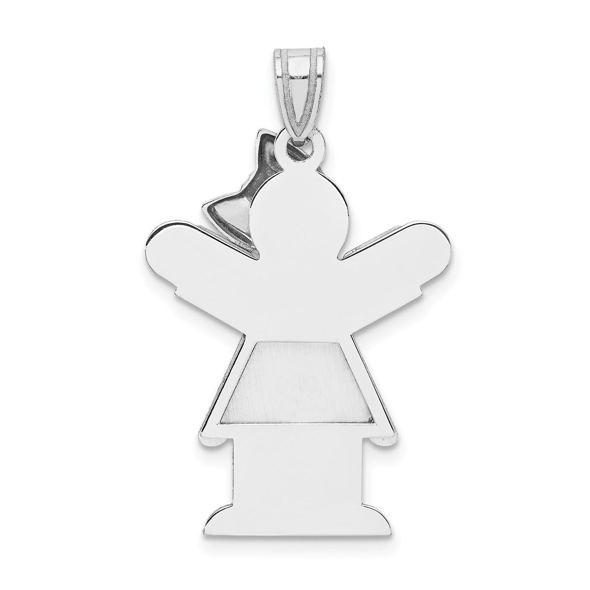14k White Gold Medium Girl with Bow on Right Engravable Charm-XK427