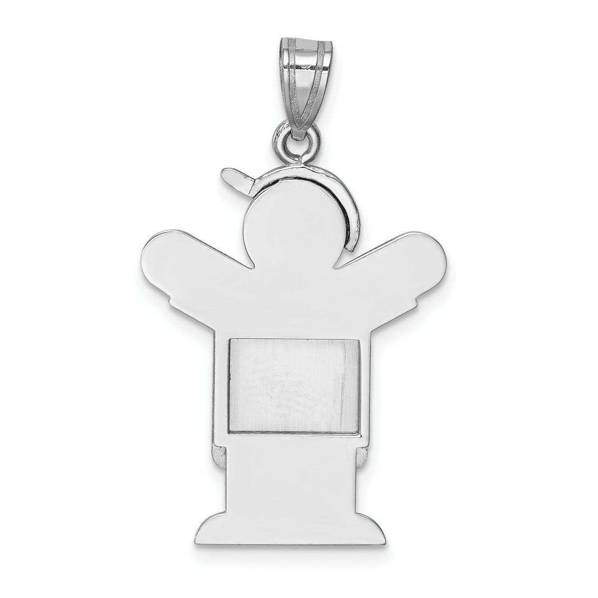 14k White Gold Medium Boy with Hat on Left Engravable Charm-XK428