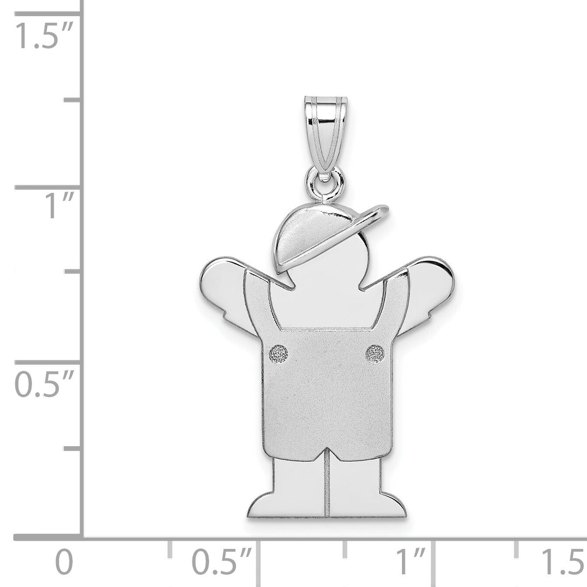 14k White Gold Medium Boy with Hat on Left Engravable Charm-XK428