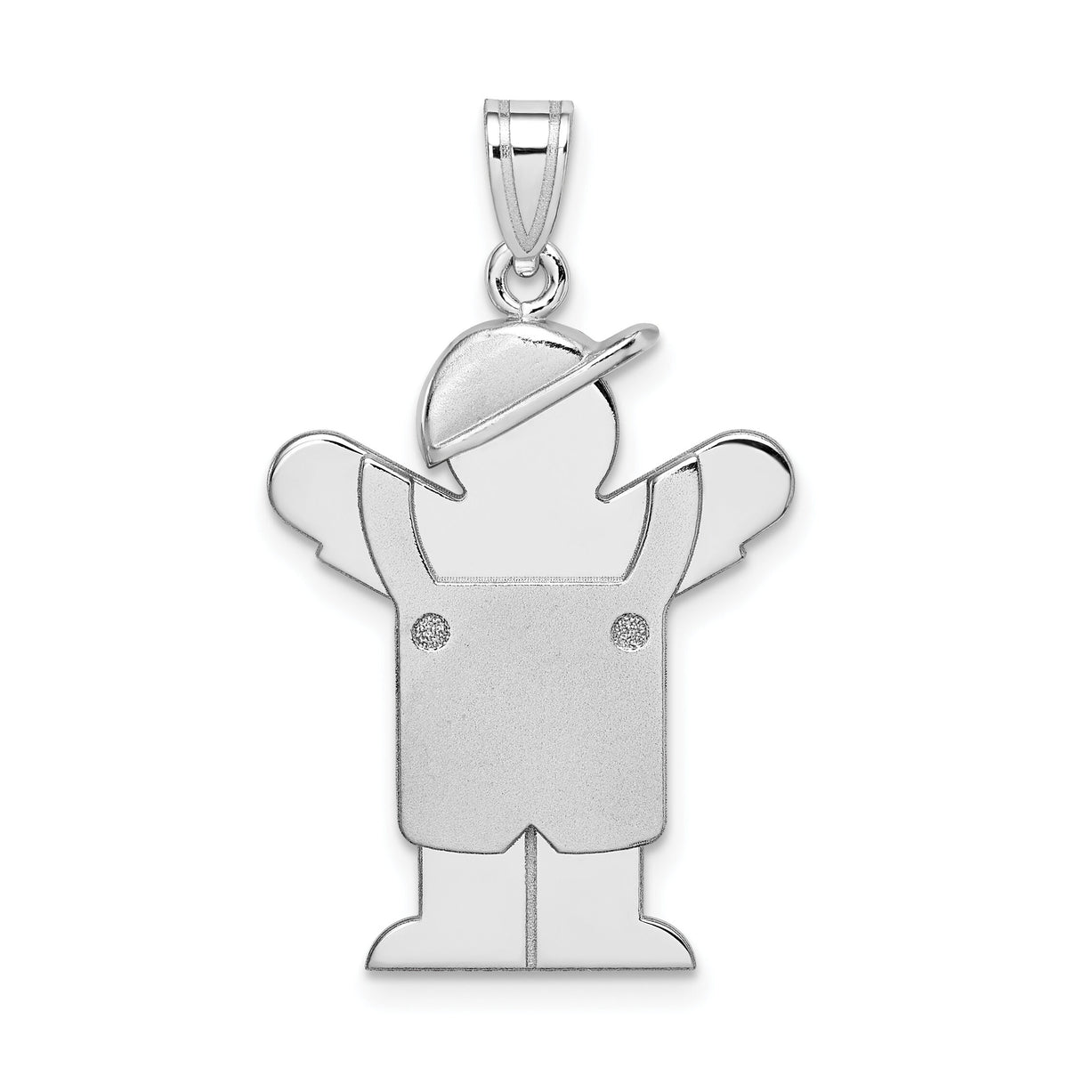 14k White Gold Medium Boy with Hat on Left Engravable Charm-XK428