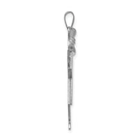 14k White Gold Large Girl with Bow on Left Engravable Charm-XK429