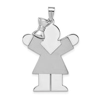 14k White Gold Large Girl with Bow on Left Engravable Charm-XK429