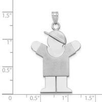 14k White Gold Large Boy with Hat on Right Engravable Charm-XK430
