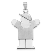 14k White Gold Large Boy with Hat on Right Engravable Charm-XK430