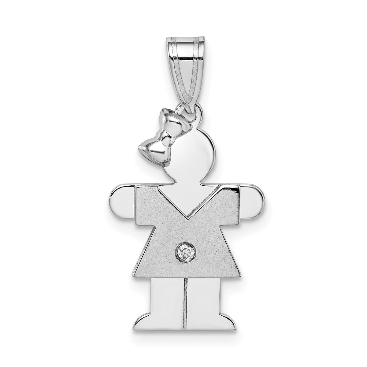 14k White Gold AA Diamond Kid Pendant-XK431AA