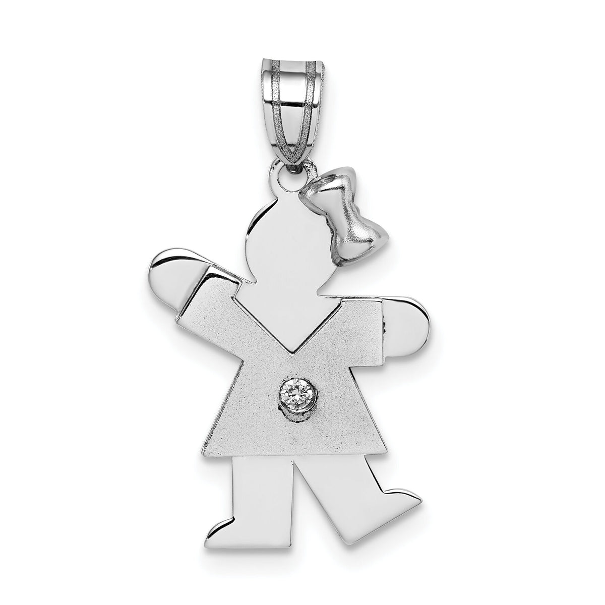 14k White Gold AA Diamond Kid Pendant-XK432AA