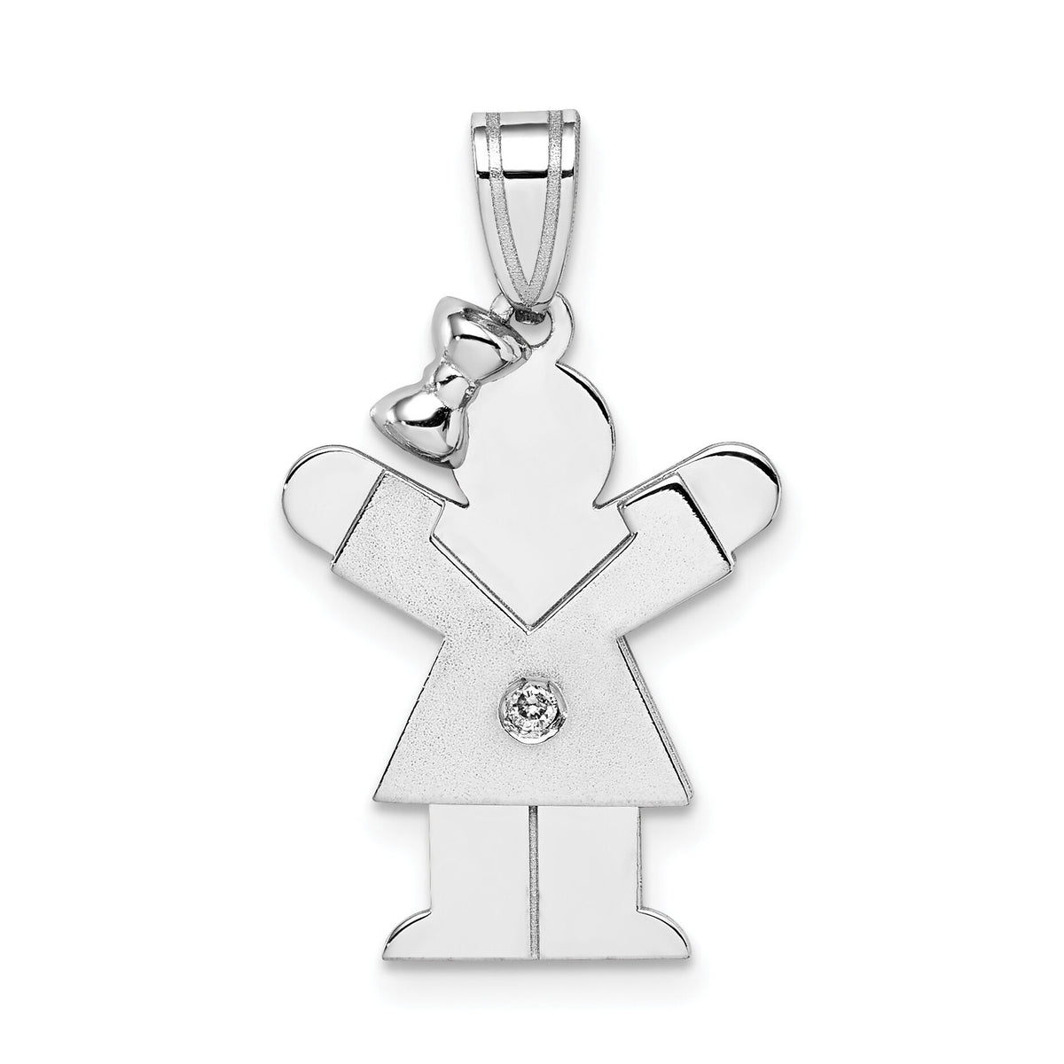14k White Gold AA Diamond Kid Pendant-XK434AA