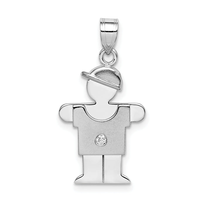 14k White Gold AA Diamond Kid Pendant-XK436AA