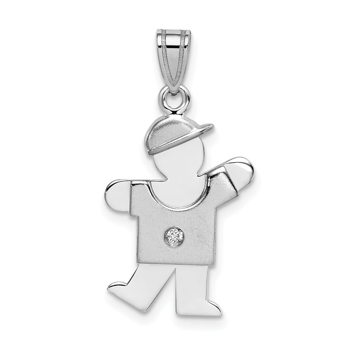 14k White Gold AA Diamond Kid Pendant-XK437AA