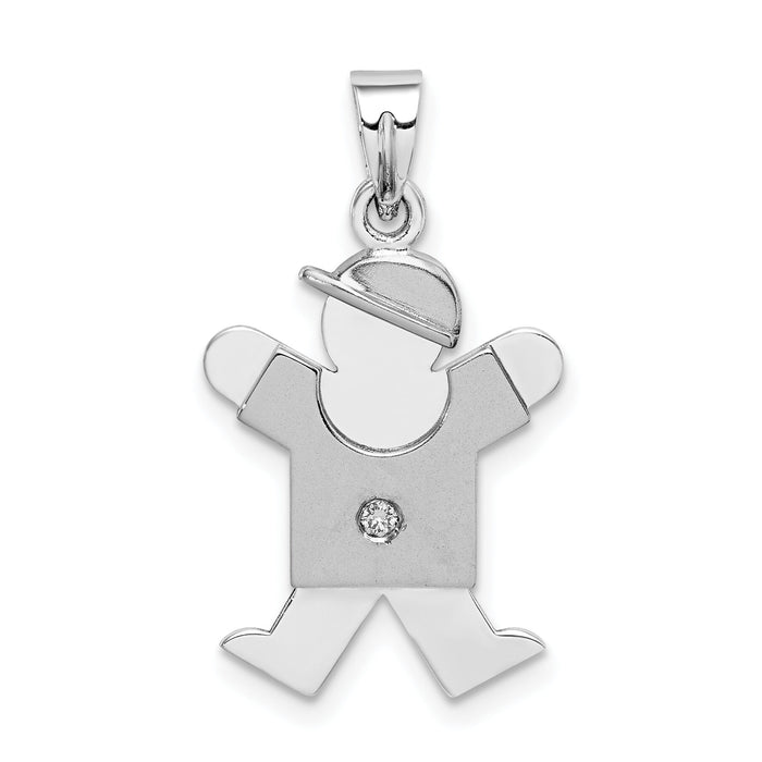 14k White Gold AA Diamond Kid Pendant-XK438AA