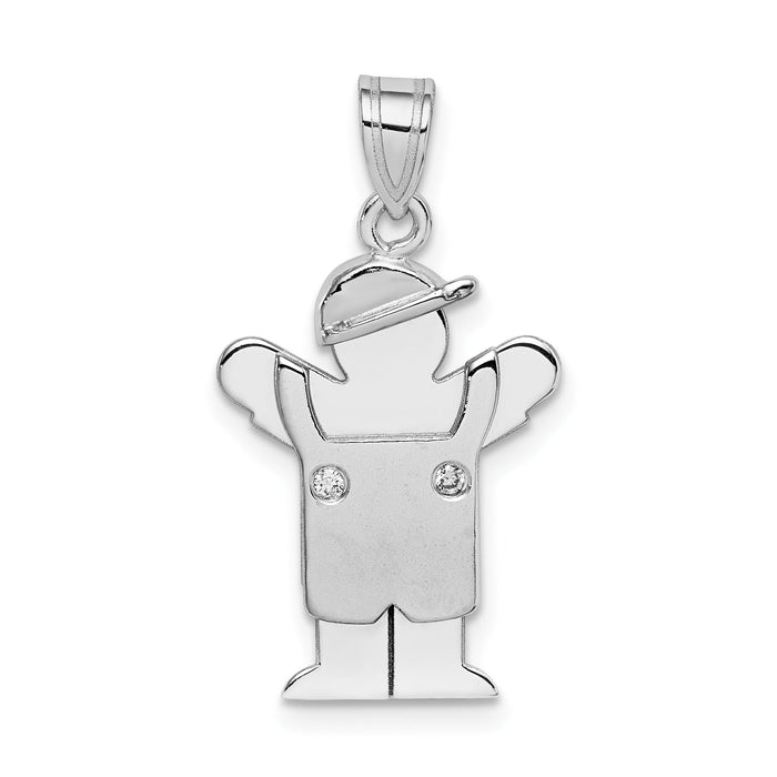 14k White Gold AA Diamond Kid Pendant-XK440AA