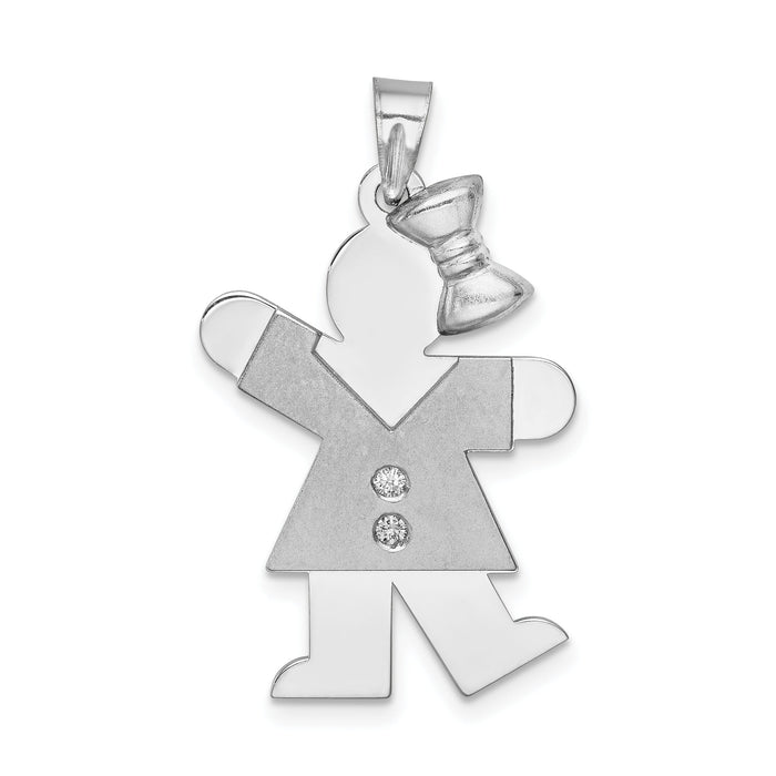 14k White Gold AA Diamond Kid Pendant-XK443AA