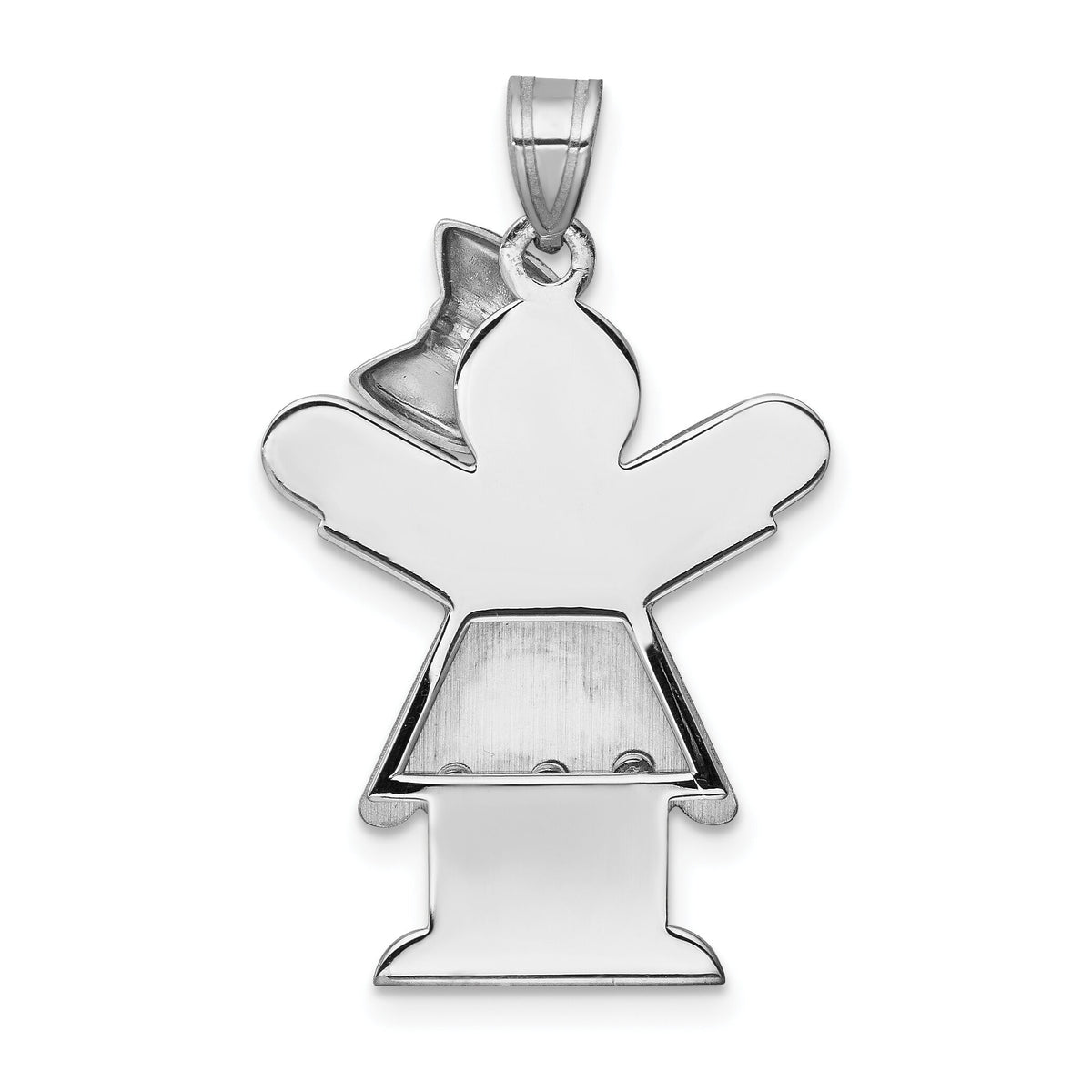 14k White Gold Complete Girl w/Bow on Right Diamond Charm-XK446AA