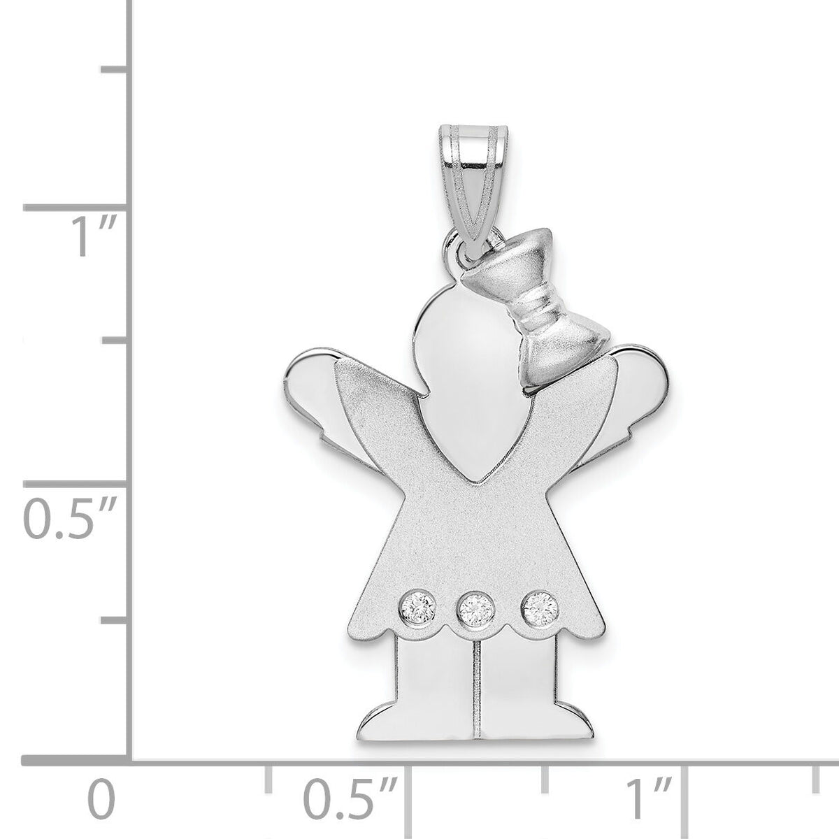 14k White Gold Complete Girl w/Bow on Right Diamond Charm-XK446AA
