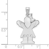 14k White Gold Complete Girl w/Bow on Right Diamond Charm-XK446AA