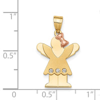 14k Two-tone AA Diamond Kid Pendant-XK479AA