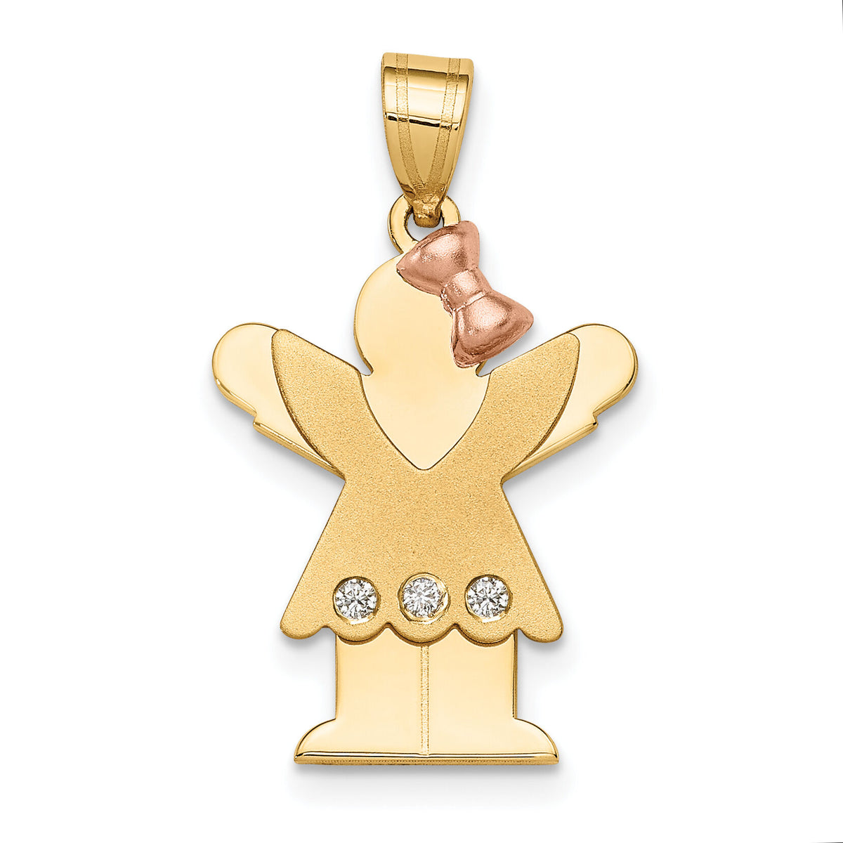 14k Two-tone AA Diamond Kid Pendant-XK479AA