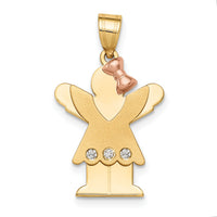 14k Two-tone AA Diamond Kid Pendant-XK479AA