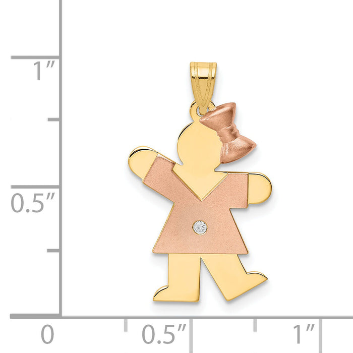 14k Two-tone AA Diamond Kid Pendant-XK498AA