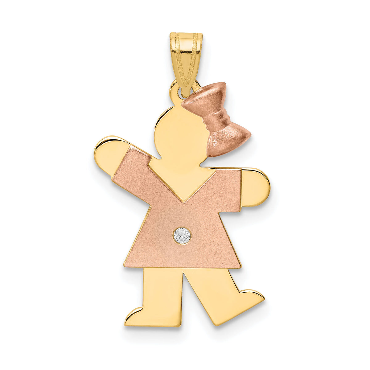 14k Two-tone AA Diamond Kid Pendant-XK498AA