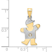 14k Two-tone AA Diamond Kid Pendant-XK503AA