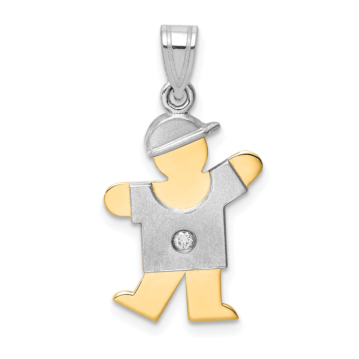 14k Two-tone AA Diamond Kid Pendant-XK503AA