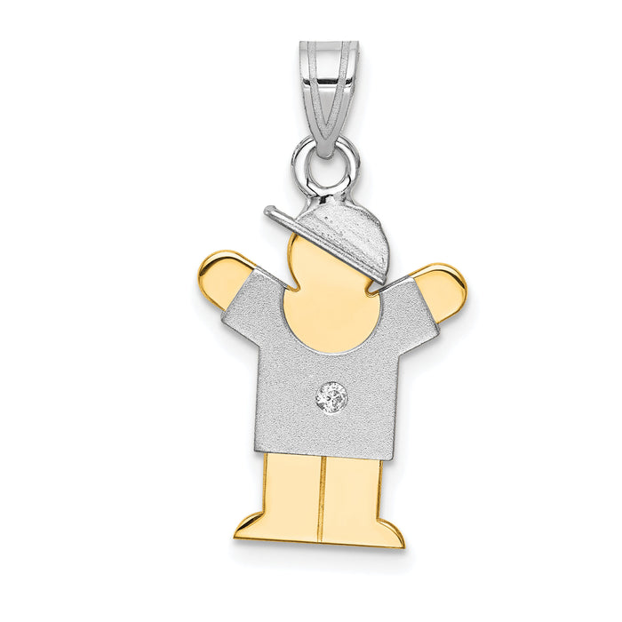 14k Two-tone AA Diamond Kid Pendant-XK505AA