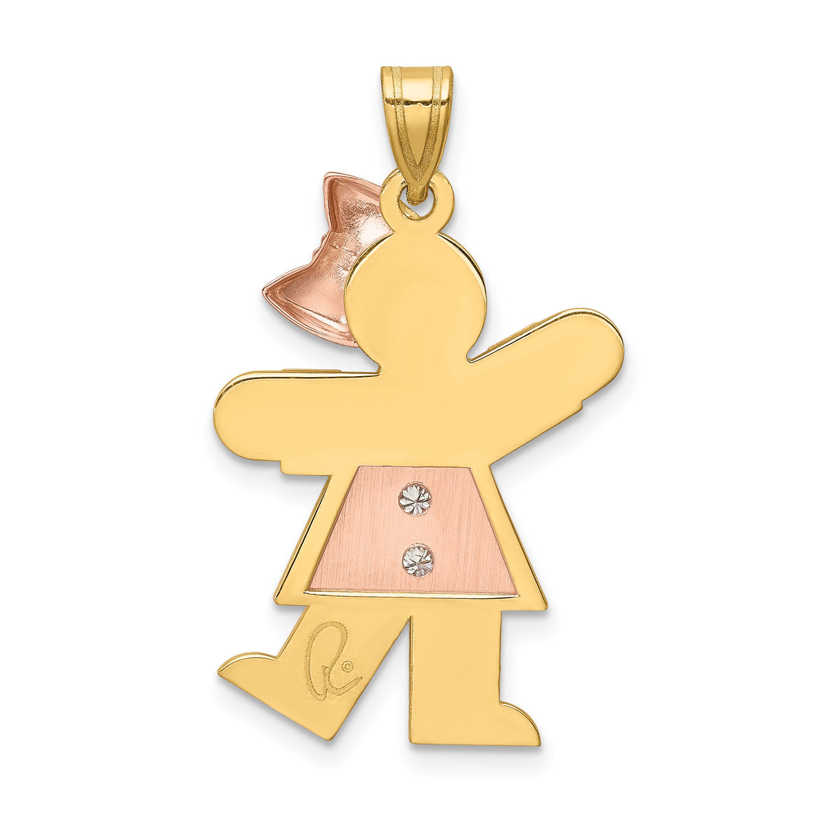 14k Two-tone AA Diamond Kid Pendant-XK508AA