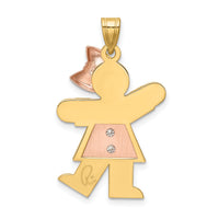 14k Two-tone AA Diamond Kid Pendant-XK508AA