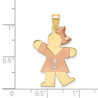 14k Two-tone AA Diamond Kid Pendant-XK508AA