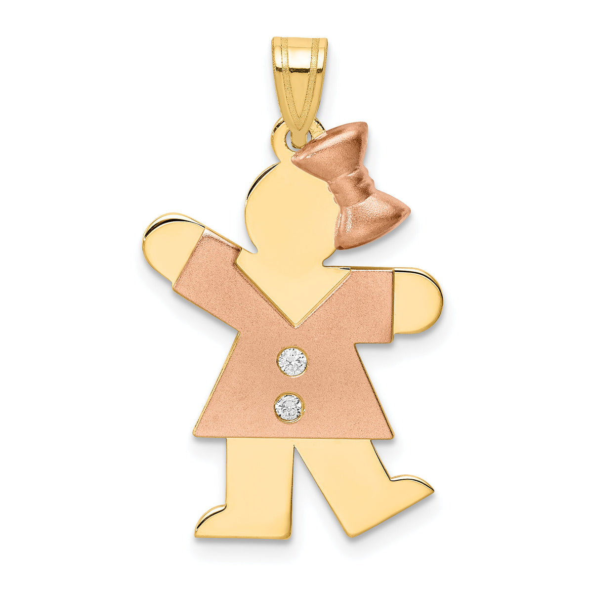 14k Two-tone AA Diamond Kid Pendant-XK508AA